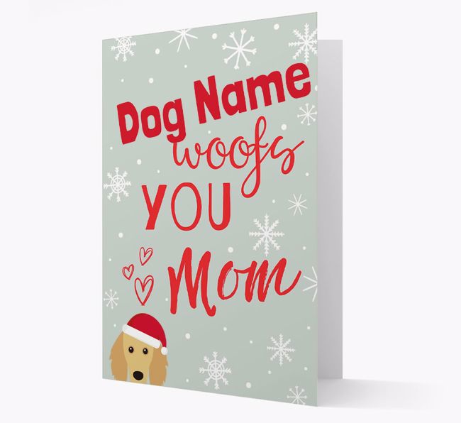 'I Woof You Mom' Card with your {breedFullName} Christmas Icon